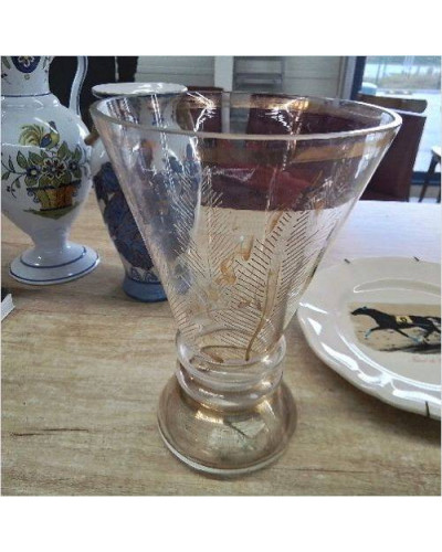 VASE VERRE DECOR DORÉ