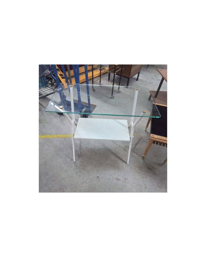 TABLE D’APPOINT BLANCHE PLATEAU VERRE
