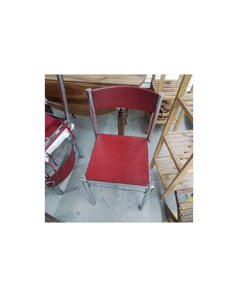 CHAISES CHROMÉES ROUGES LOT DE 4