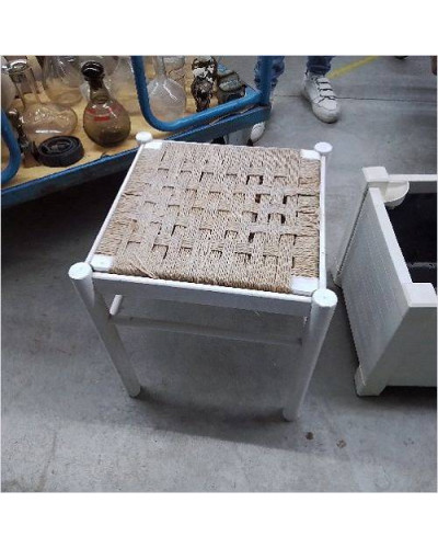 TABOURET BLANC PAILLE