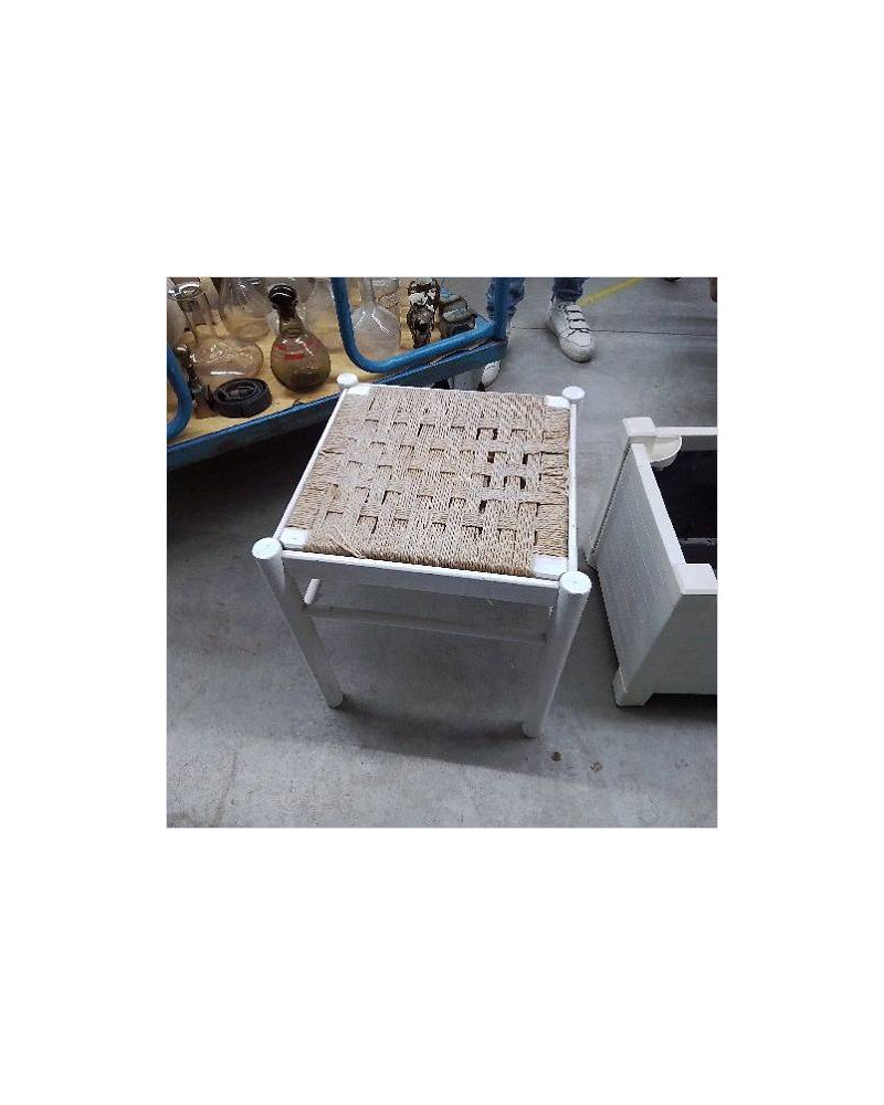 TABOURET BLANC PAILLE