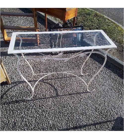 CONSOLE EN FER ET VERRE. 