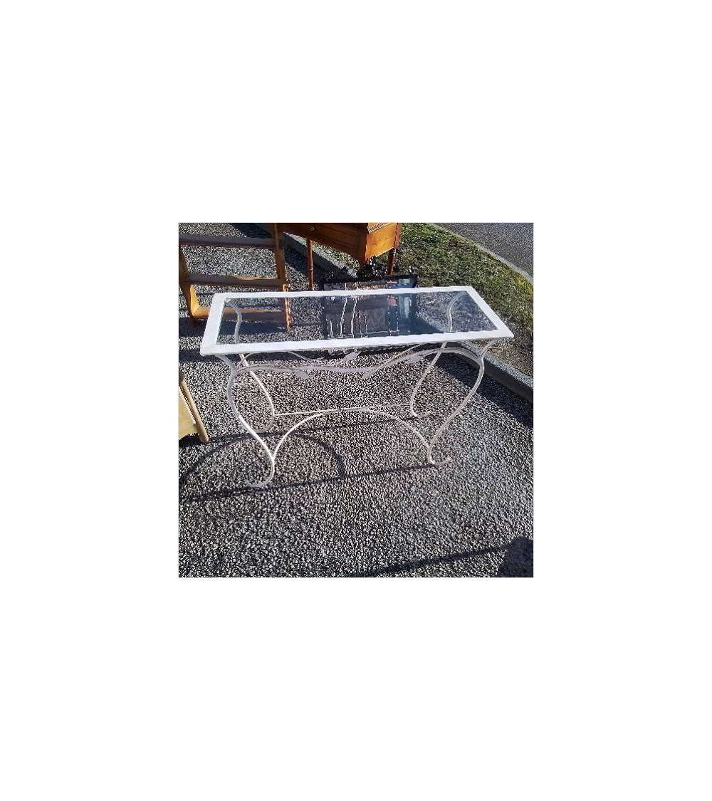 CONSOLE EN FER ET VERRE. 