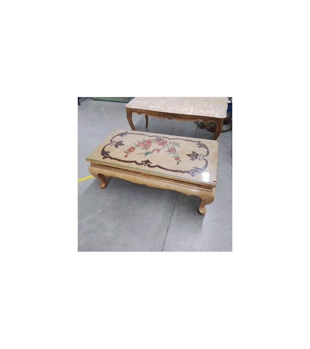 TABLE BASSE CRÈME DECOR OISEAUX