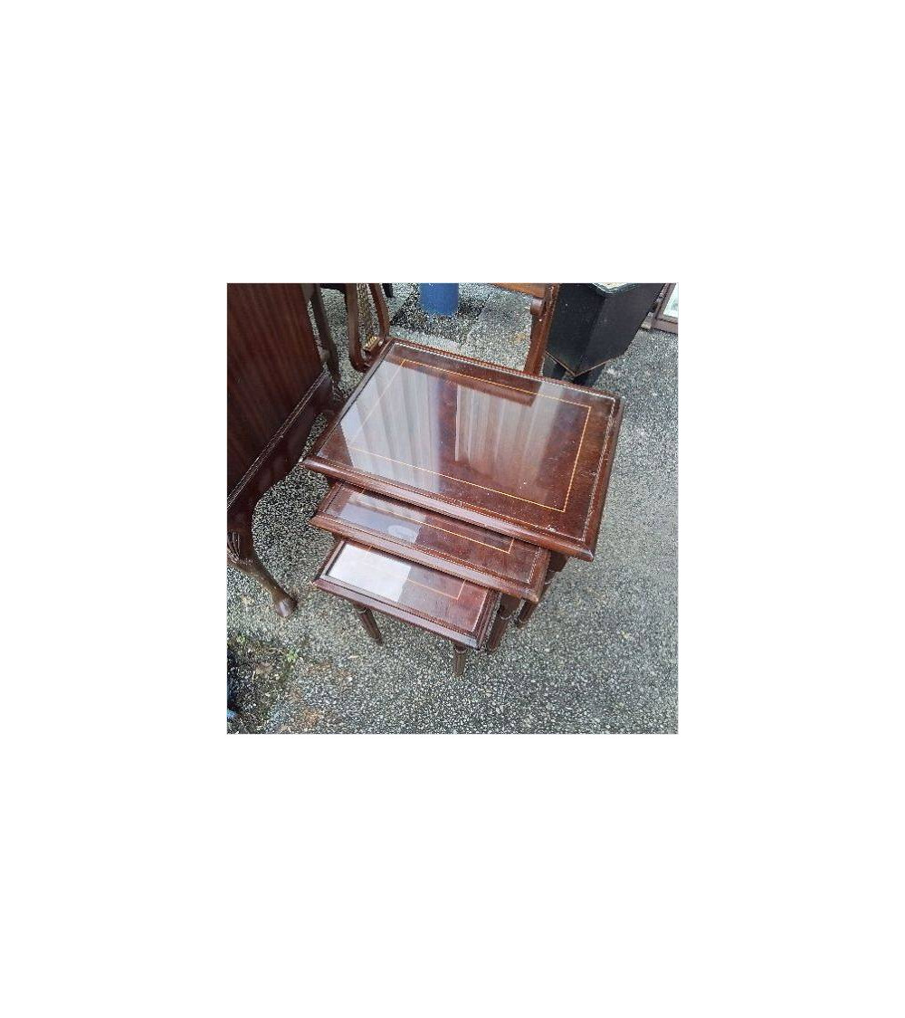 TABLES GIGOGNES BOIS VERRE FILET