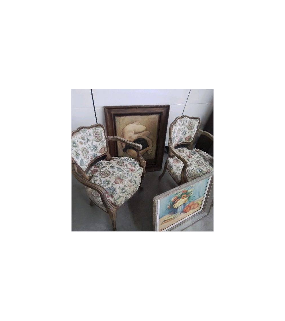 PAIRE DE FAUTEUILS MOTIFS FLEURS