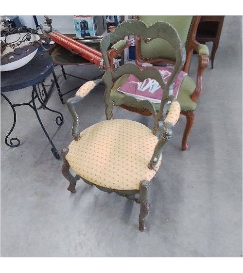 FAUTEUIL VERT TISSU JAUNE A...