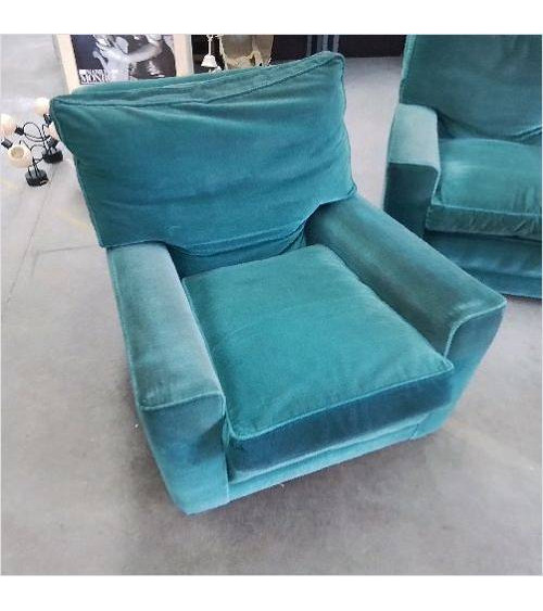 FAUTEUIL TISSU BLEU CANARD