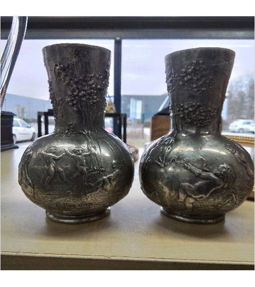 PAIRE DE VASE ETAIN SIGNÉ 