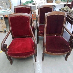 PAIRE DE FAUTEUILS TISSU ROUGE