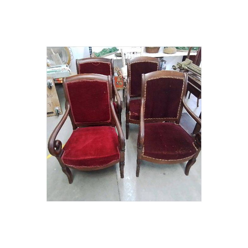 PAIRE DE FAUTEUILS TISSU ROUGE