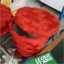 POUF COFFRE FOURRURE ROUGE 
