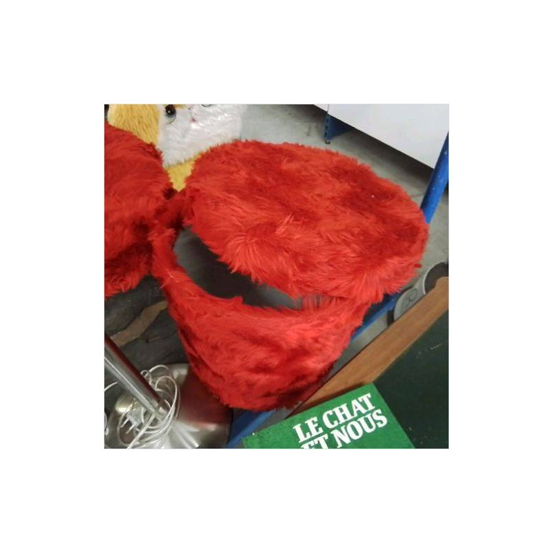 POUF COFFRE FOURRURE ROUGE 