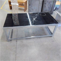 TABLE BASSE PLATEAU VERRE NOIR