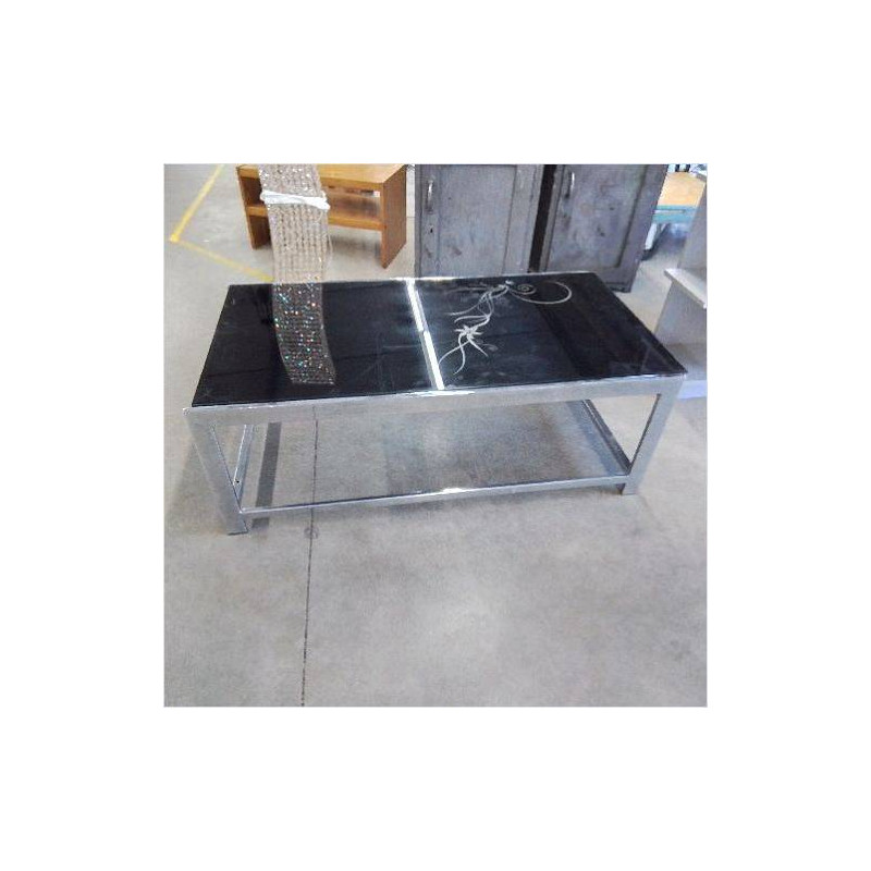 TABLE BASSE PLATEAU VERRE NOIR