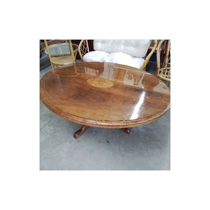 TABLE BASSE OVALE DESSUS VERRE