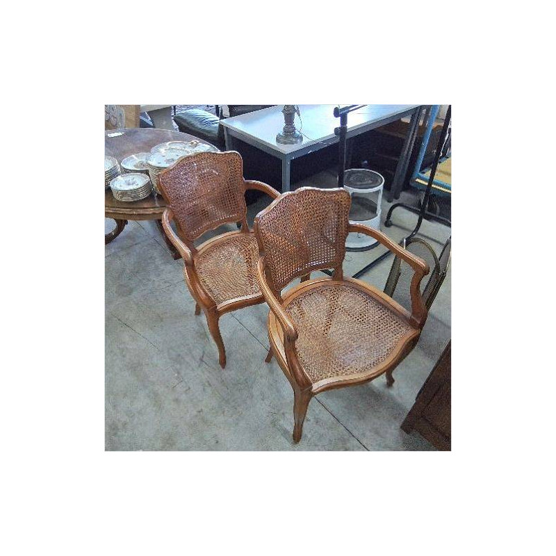 PAIRE FAUTEUILS CANNAGE 