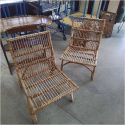 LOT 4 CHAISES ROTIN 
