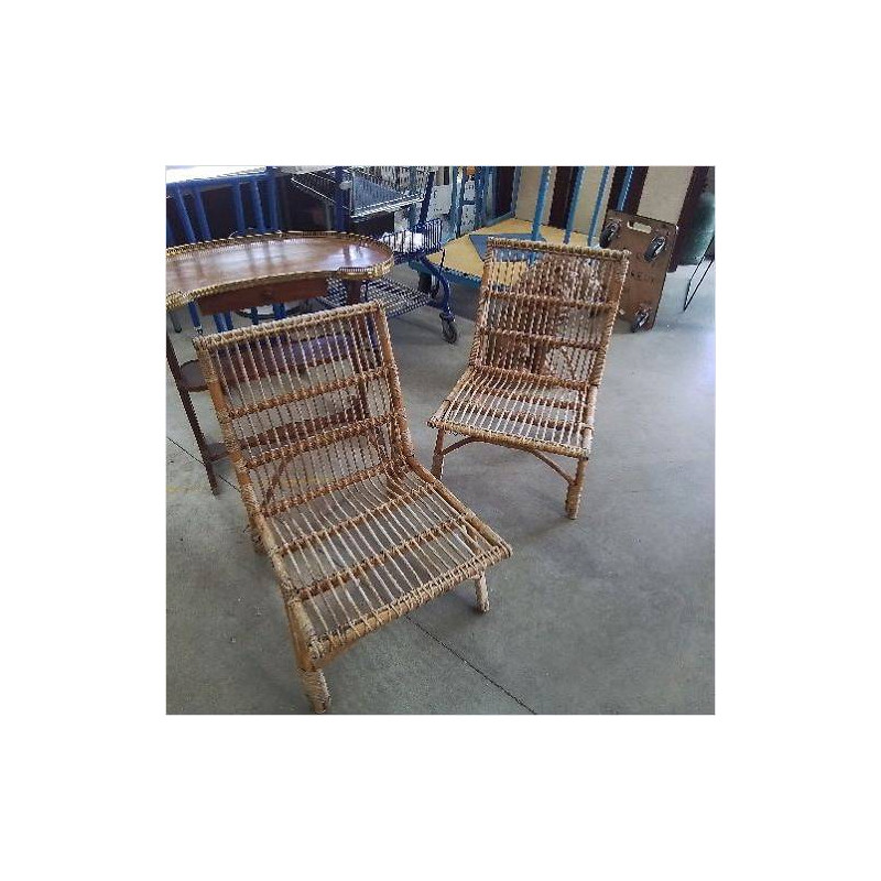 LOT 4 CHAISES ROTIN 
