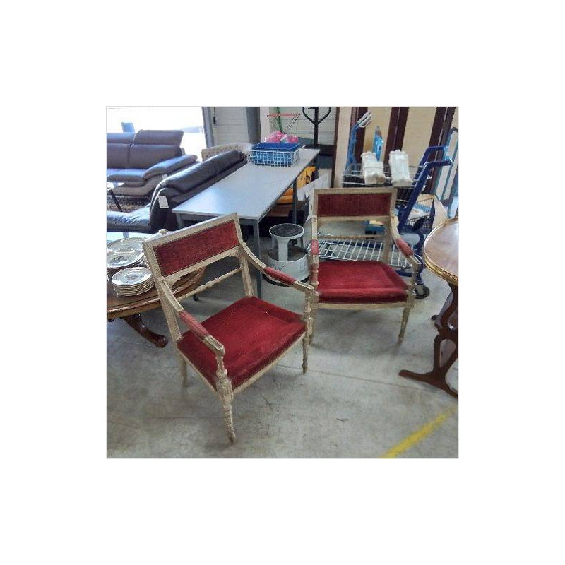 PAIRE FAUTEUIL DIRECTOIRE ROUGE 
