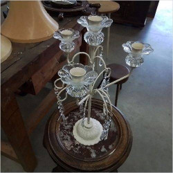 CHANDELIER BLANC PAMPILLES