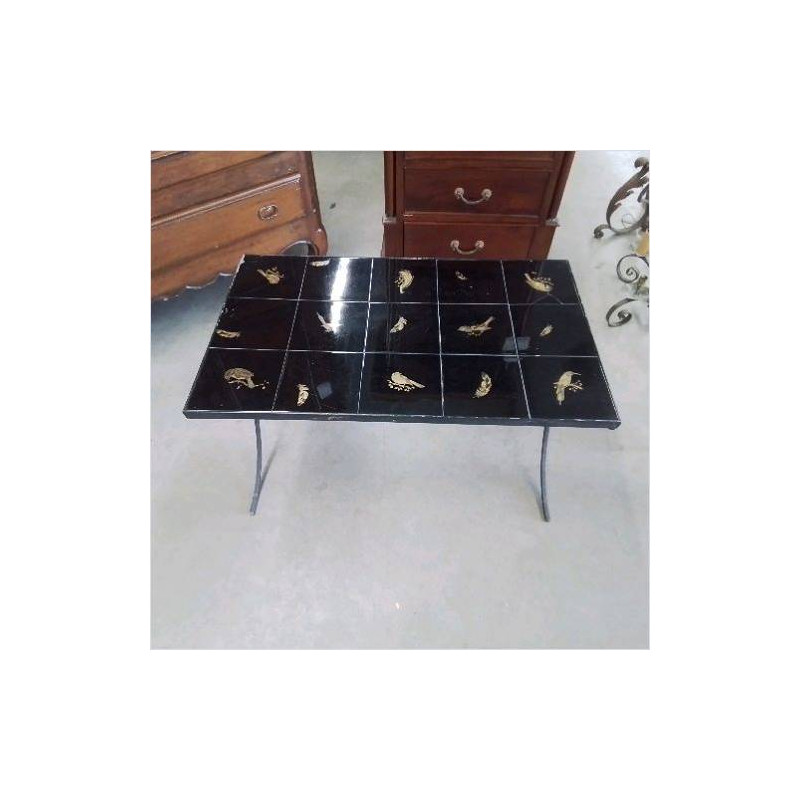 TABLE BASSE CARREAUX NOIRS 