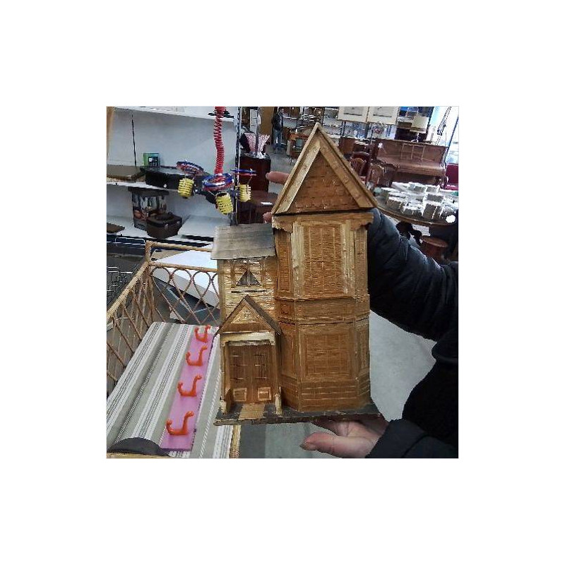 BOITE MAISON MARQUETTERIE DE PAILLE