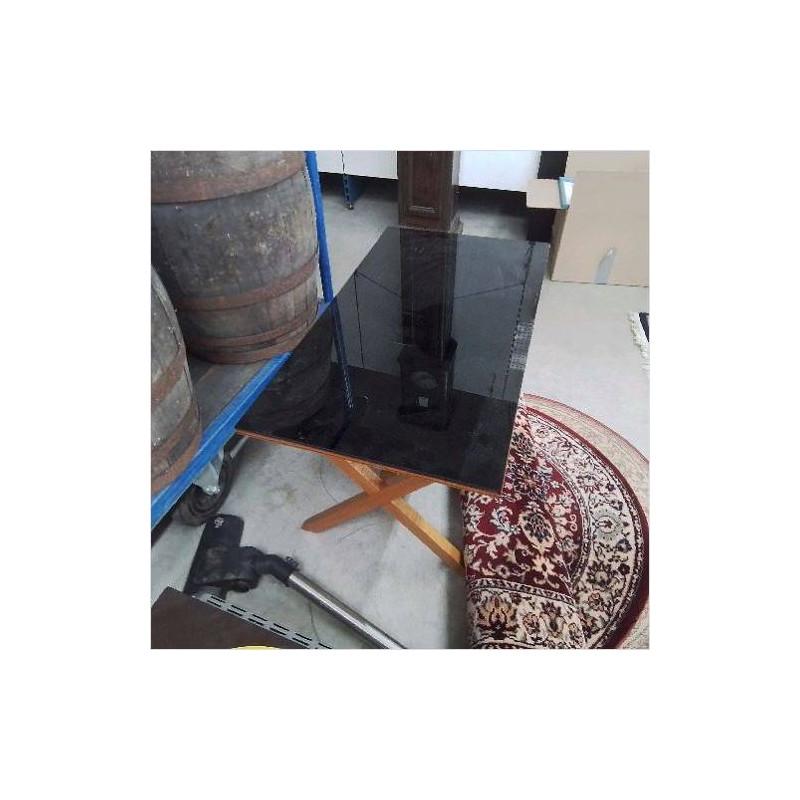 TABLE BASSE PLATEAU VERRE NOIR
