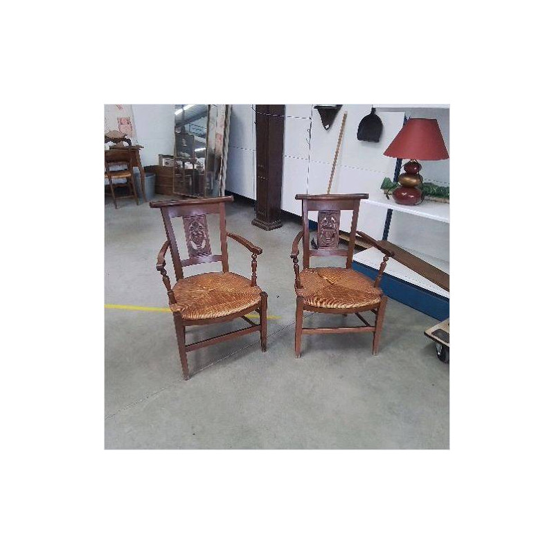 PAIRE DE FAUTEUILS PAILLÉS NORMANDS