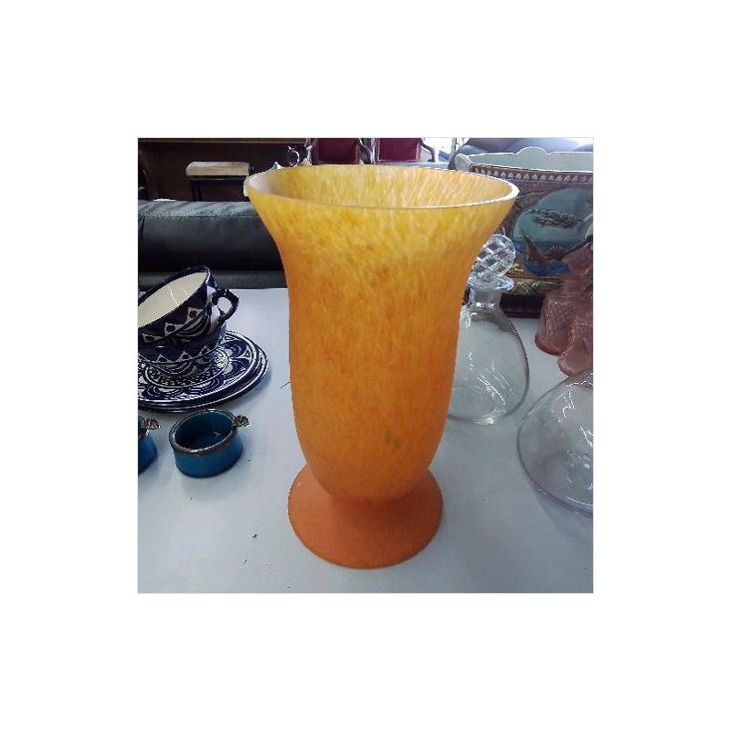 VASE PATE DE VERRE ORANGE