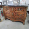 COMMODE RONCE DE NOYER XVIIIEME MARBRE GRIS (POIGNEE EN ACCESS)