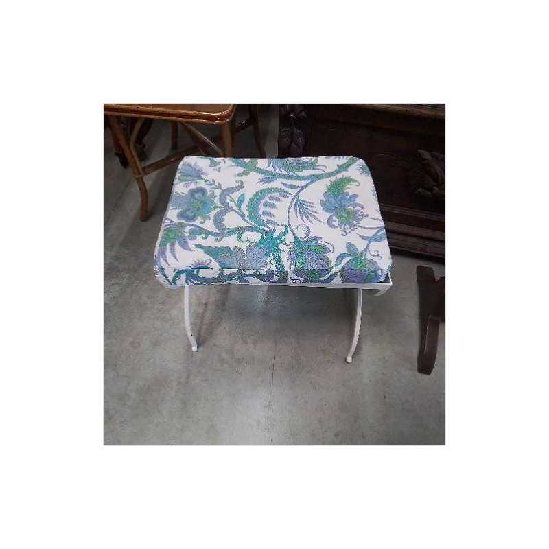TABOURET METAL TISSU FLEURI