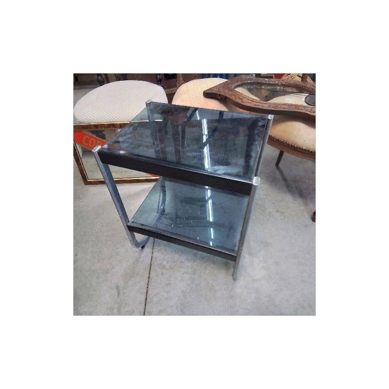 CONSOLE VERRE FUMÉ CHROME
