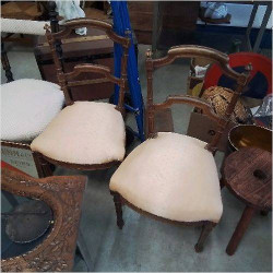 PAIRE DE CHAISES TISSU JAUNE 