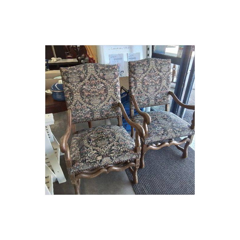 PAIRE FAUTEUILS STYLE LOUIS XIII