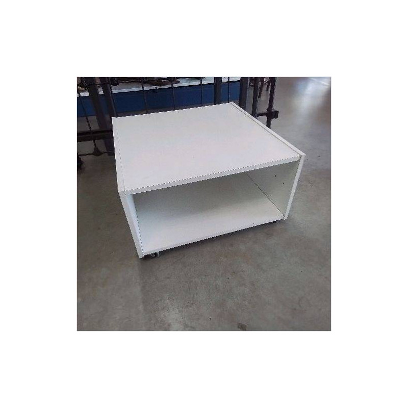 TABLE BASSE BLANCHE A ROULETTES