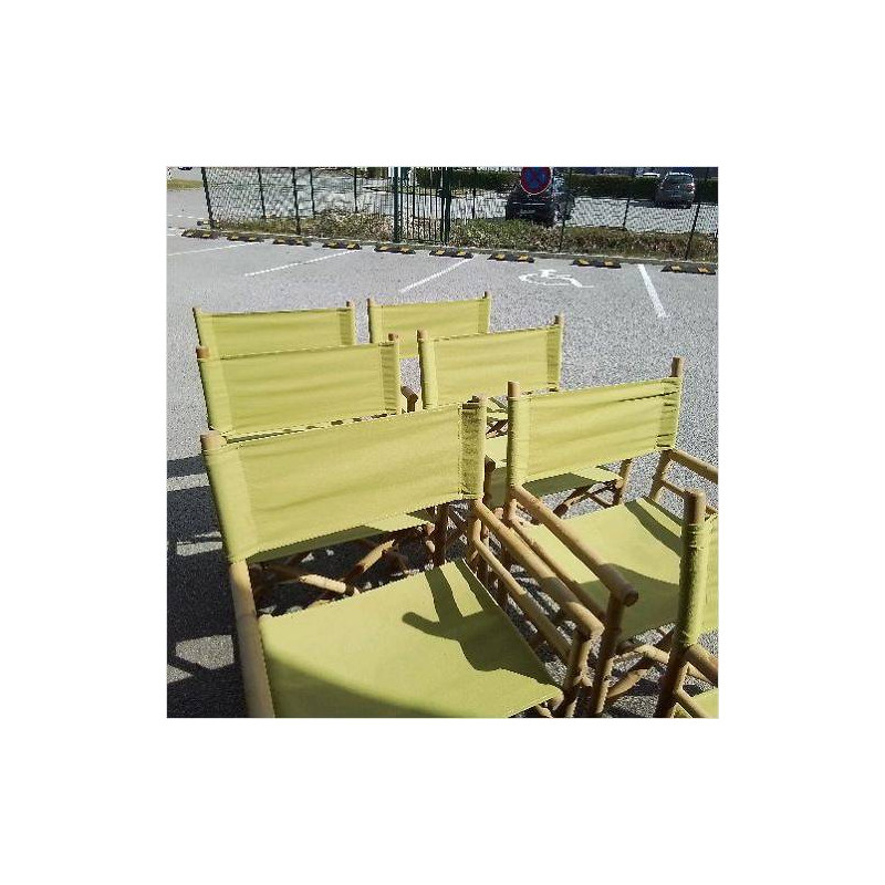 FAUTEUIL JARDIN BAMBOU TISSU VERT A L’UNITÉ 