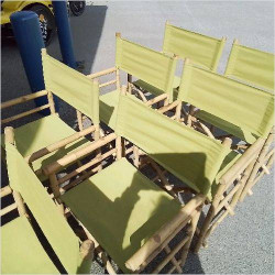 FAUTEUIL JARDIN BAMBOU TISSU VERT A L’UNITÉ 