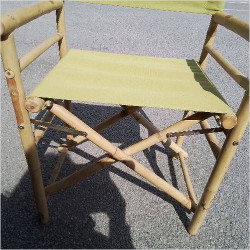 FAUTEUIL JARDIN BAMBOU TISSU VERT A L’UNITÉ 