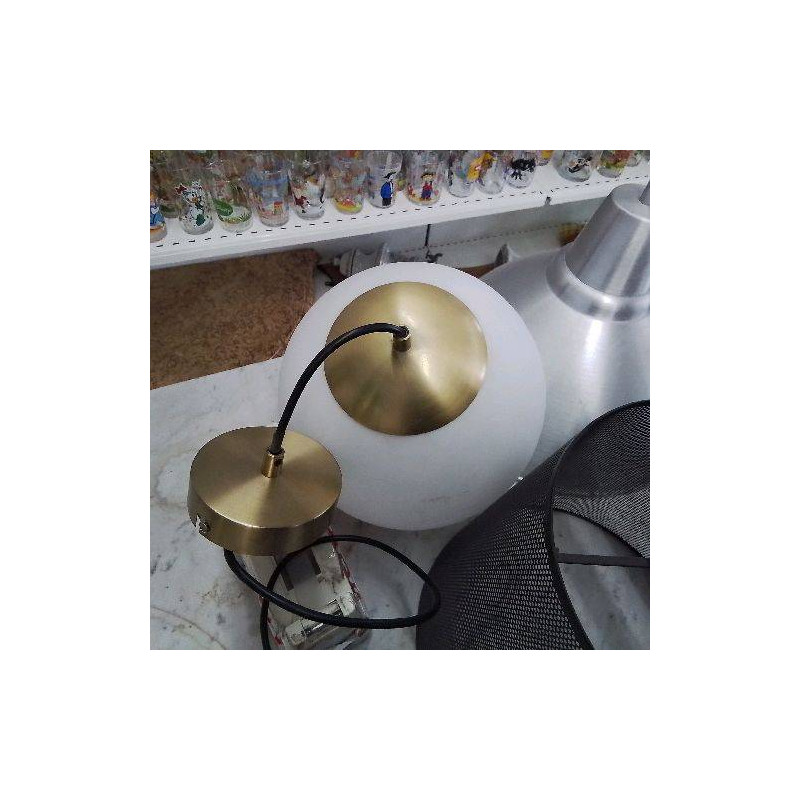 SUSPENSION GLOBE BLANC DORÉ 