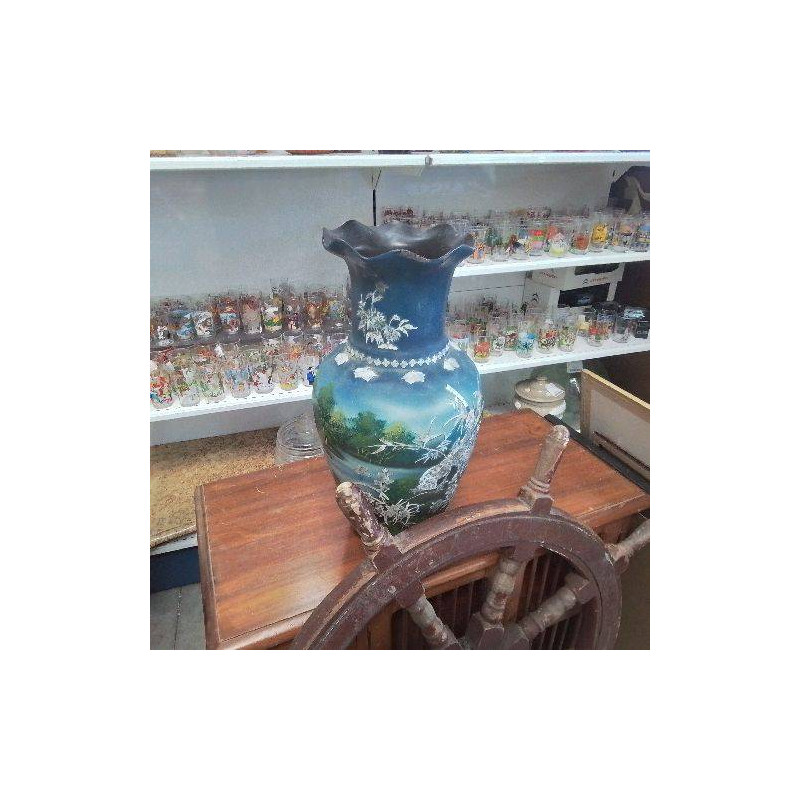 VASE DECO BLEU VERT (INCRUSTATION NACRE)(