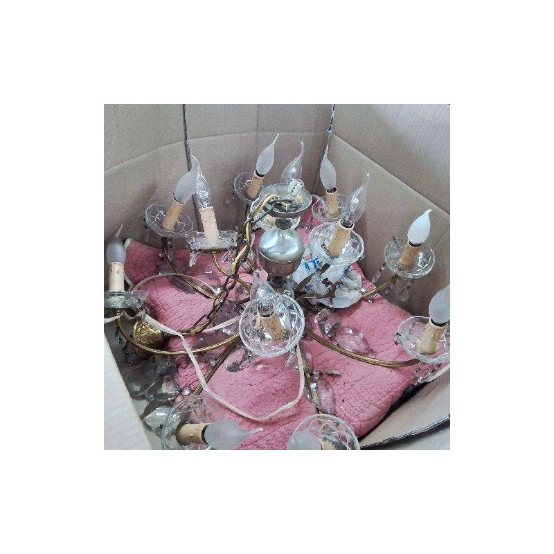 LUSTRE 8 BRANCHES DORÉ ARGENTÉ 