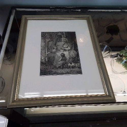 CADRE GRAVURE FEMME ET ENFANTS