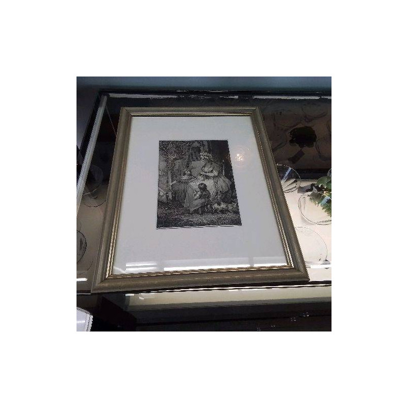 CADRE GRAVURE FEMME ET ENFANTS