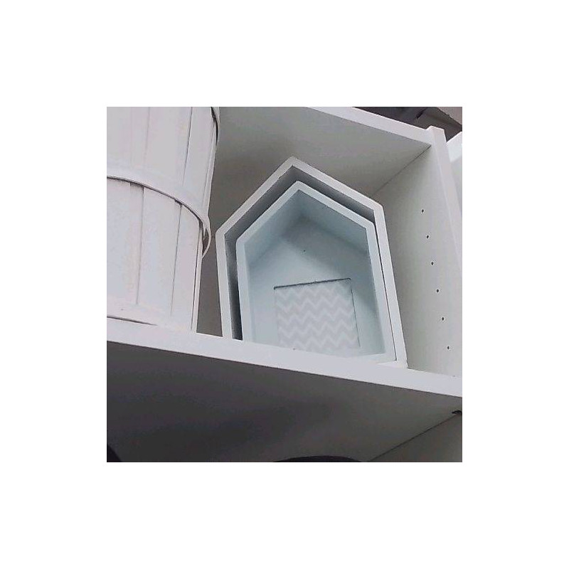 LOT 2 PETITES MAISONS DECO A POSER BLANC BLEU