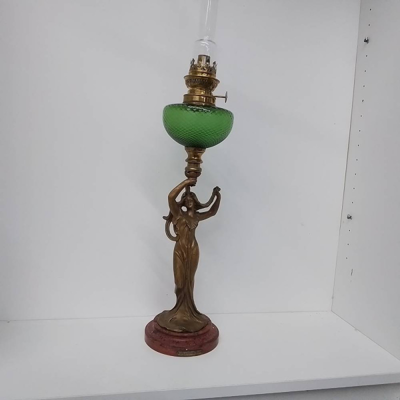 LAMPE ART NOUVEAU REGULE SIGNÉE BRUCHON