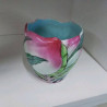 POT MOTIFS FLEURS ROSE VERT