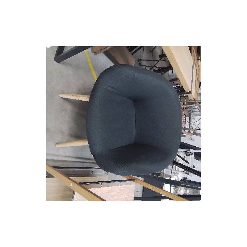 FAUTEUIL TISSU GRIS FONCÉ PIEDS BOIS 
