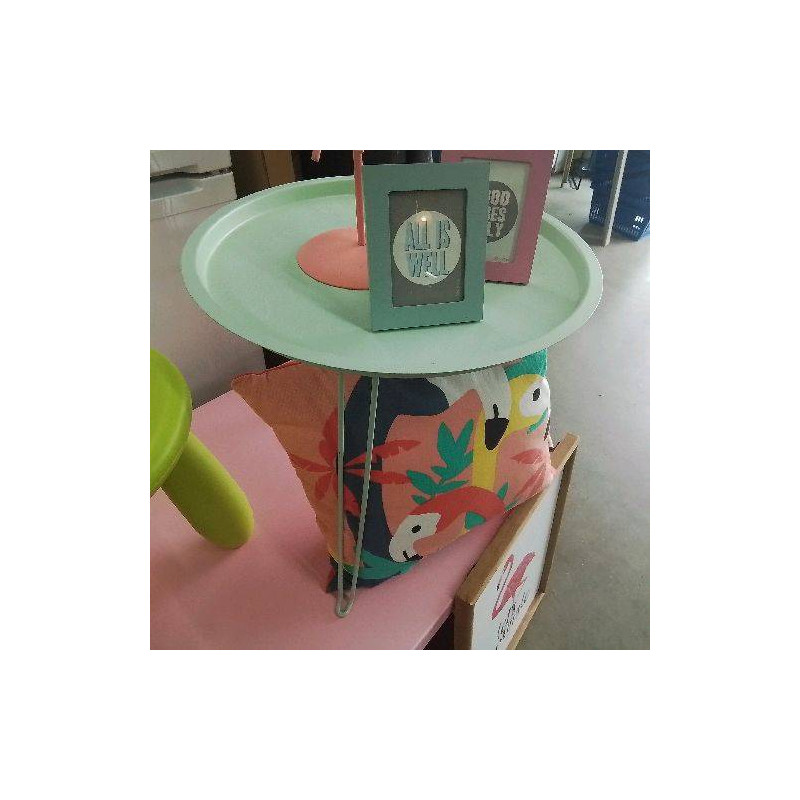 TABLE MÉTAL RONDE VERTE PLIABLE