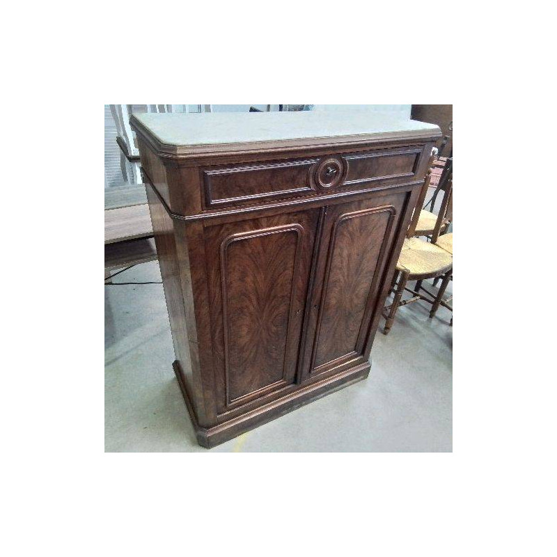 MEUBLE 2 PORTES A TIROIR DESSUS MARBRE 